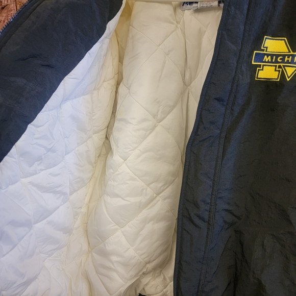 Apex University of Michigan Puffer Jacket Blue Yellow Size L Vintage 90s NCAA - Picture 10 of 11